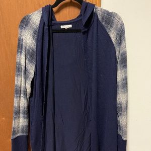 Flannel & blue cardigan